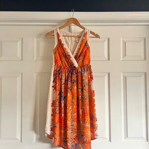 Tabitha Orange and Blue High Low Dress
